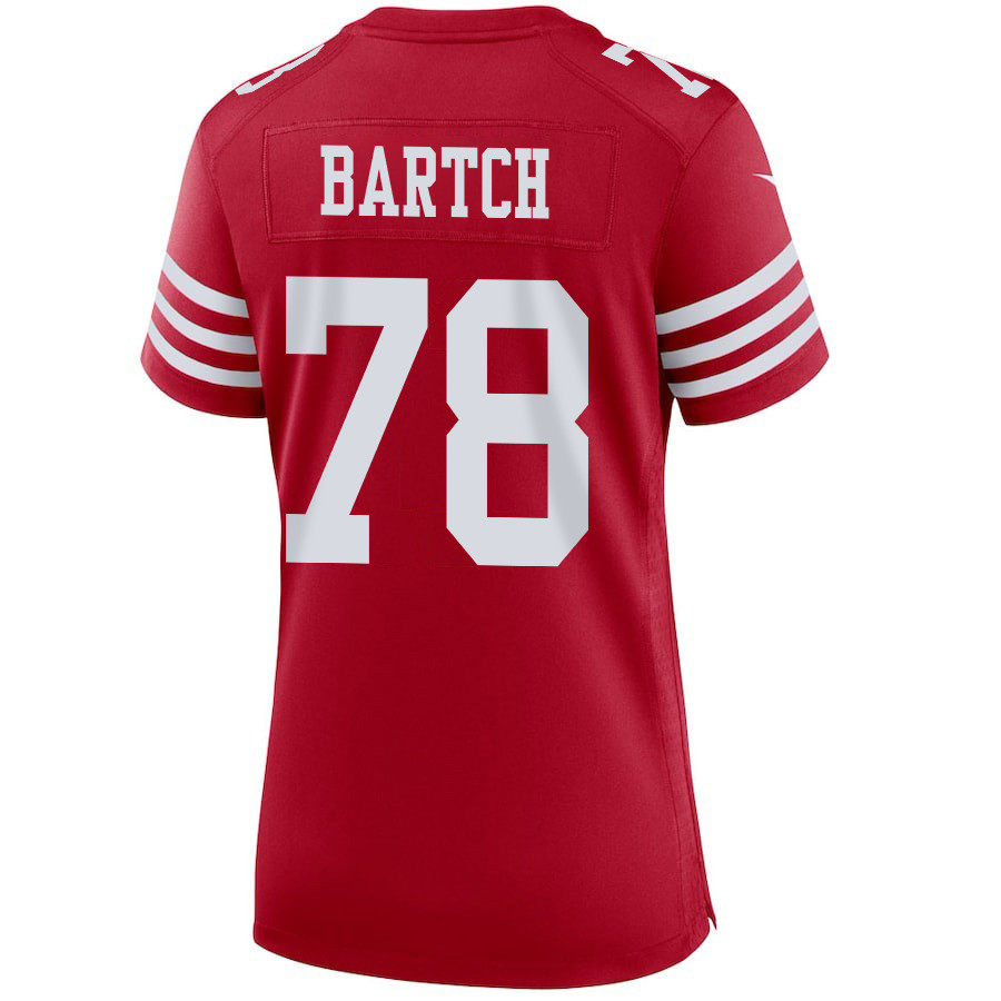 Ben Bartch 78 San Francisco 49ers Super Bowl LVIII Patch Game Scarlet NFL Jersey Women's