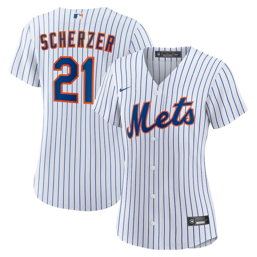 Max Scherzer 21 New York Mets Home Player White MLB Jersey Women's