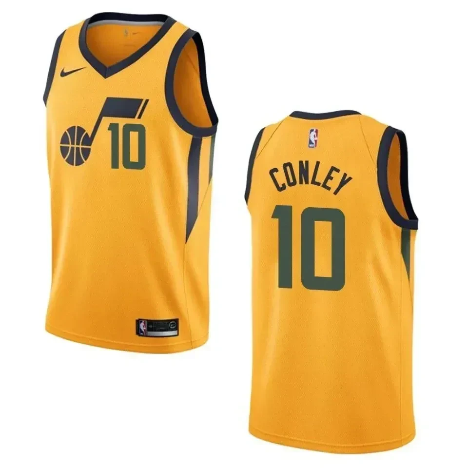Utah Jazz 10 Mike Conley Statement Swingman Gold NBA Jersey Men's