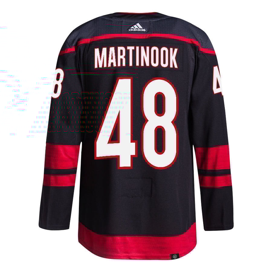Jordan Martinook 48 Carolina Hurricanes 2024 Playoffs Patch Home Black NHL Jersey Men's