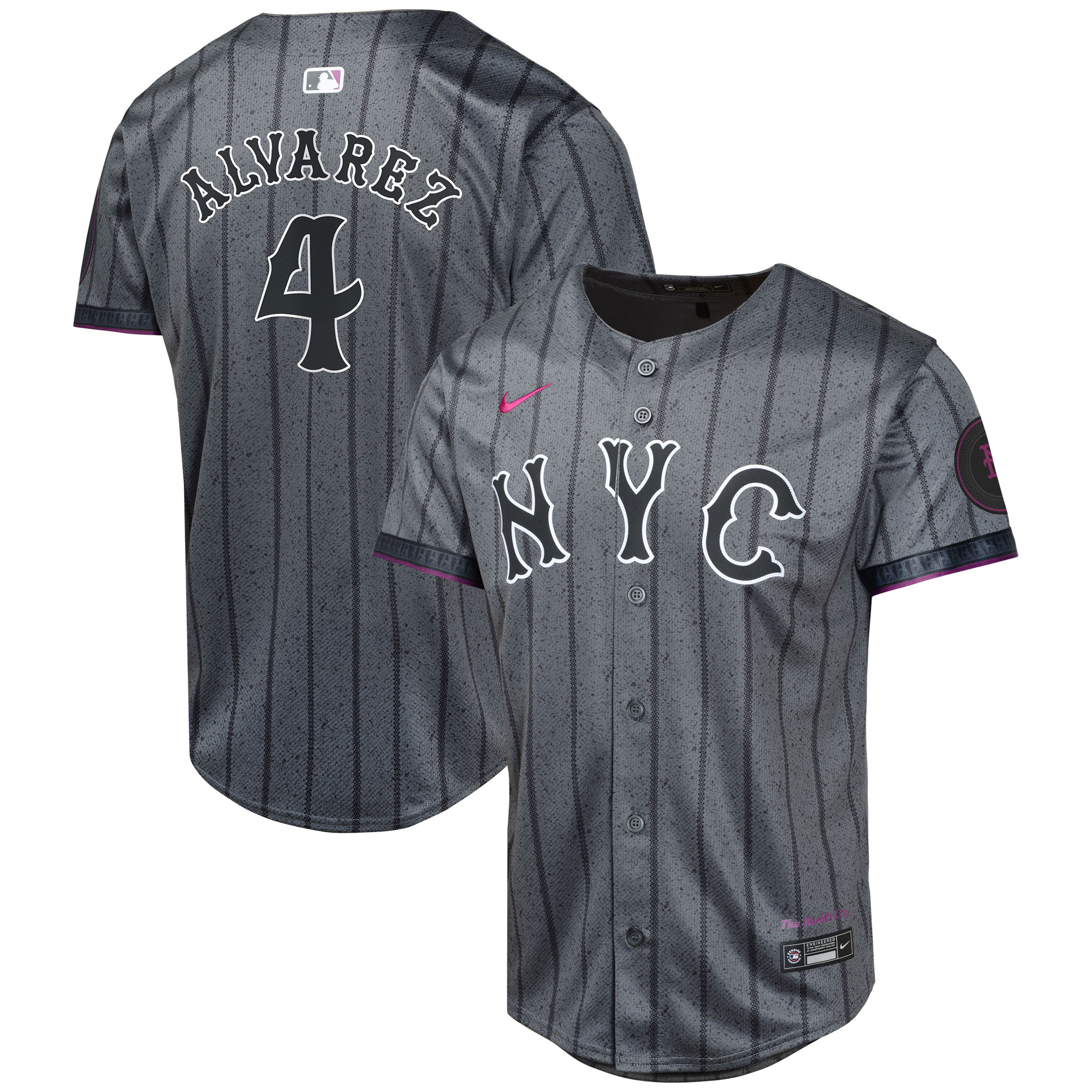 New York Mets Francisco Alvarez Graphite 2024 City Connect Limited Player MLB Jersey Youth