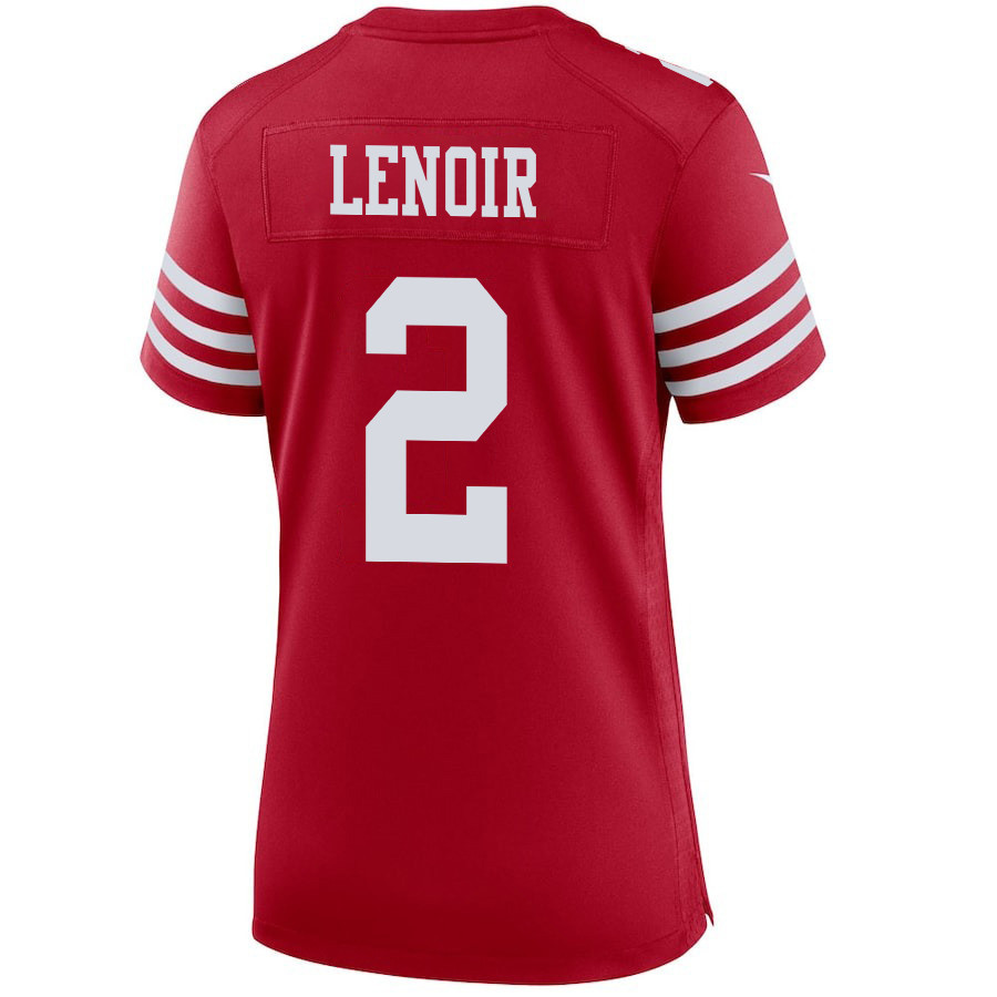 Deommodore Lenoir 2 San Francisco 49ers Super Bowl LVIII Patch Game Scarlet NFL Jersey Women's