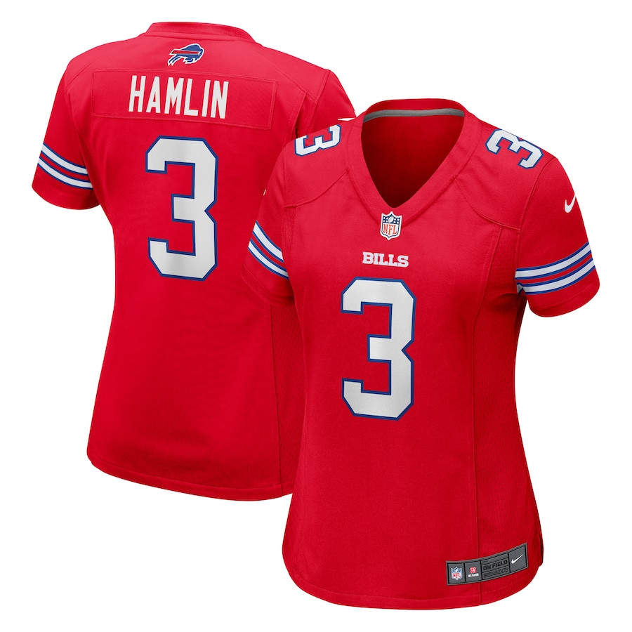 Damar Hamlin 3 Buffalo Bills Game Red NFL Jersey Women's