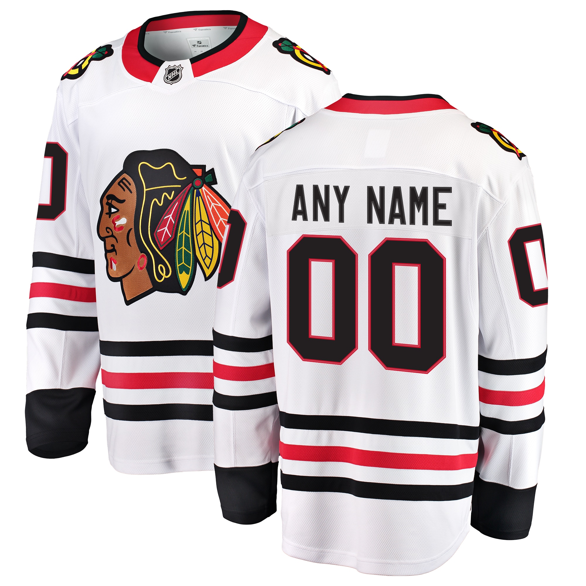 Chicago Blackhawks White Away Breakaway Custom NHL Jersey Men's