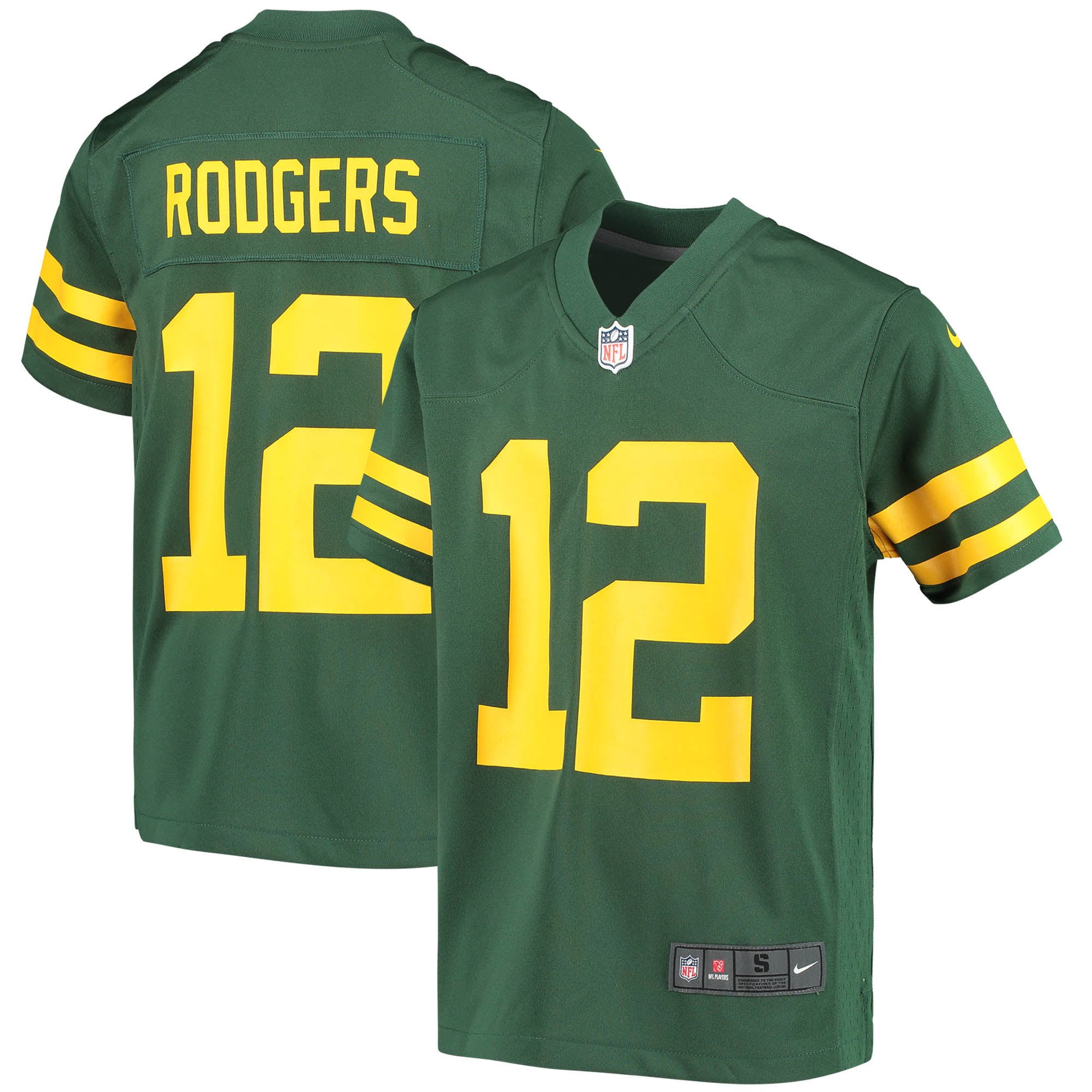 Green Bay Packers Aaron Rodgers Green Game NFL Jersey Youth