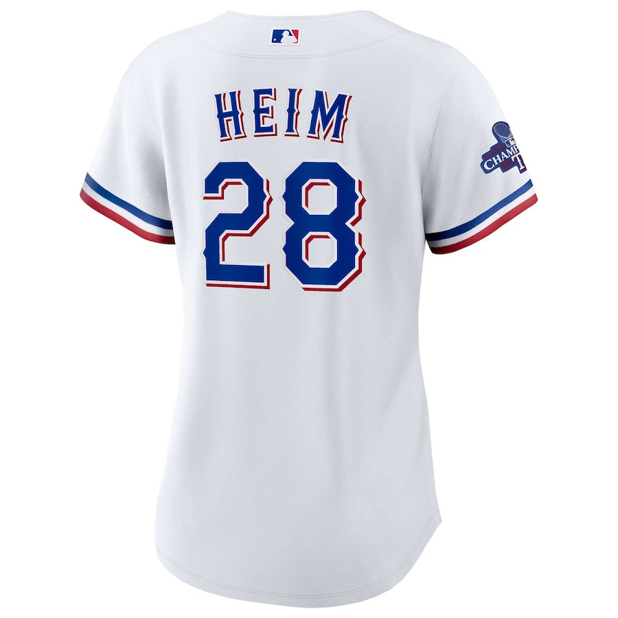 Jonah Heim 28 Texas Rangers Home 2023 World Series Champions White MLB Jersey Women's