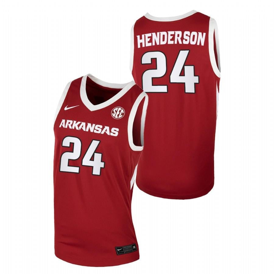 Arkansas Razorbacks 24 Cardinal Ethan Henderson Away College NCAA Jersey Men's