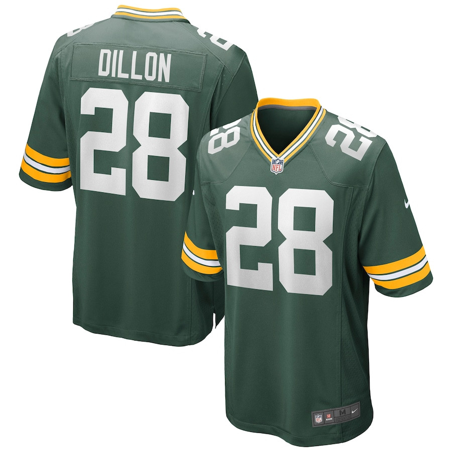 AJ Dillon 28 Green Bay Packers Game Green NFL Jersey Men's