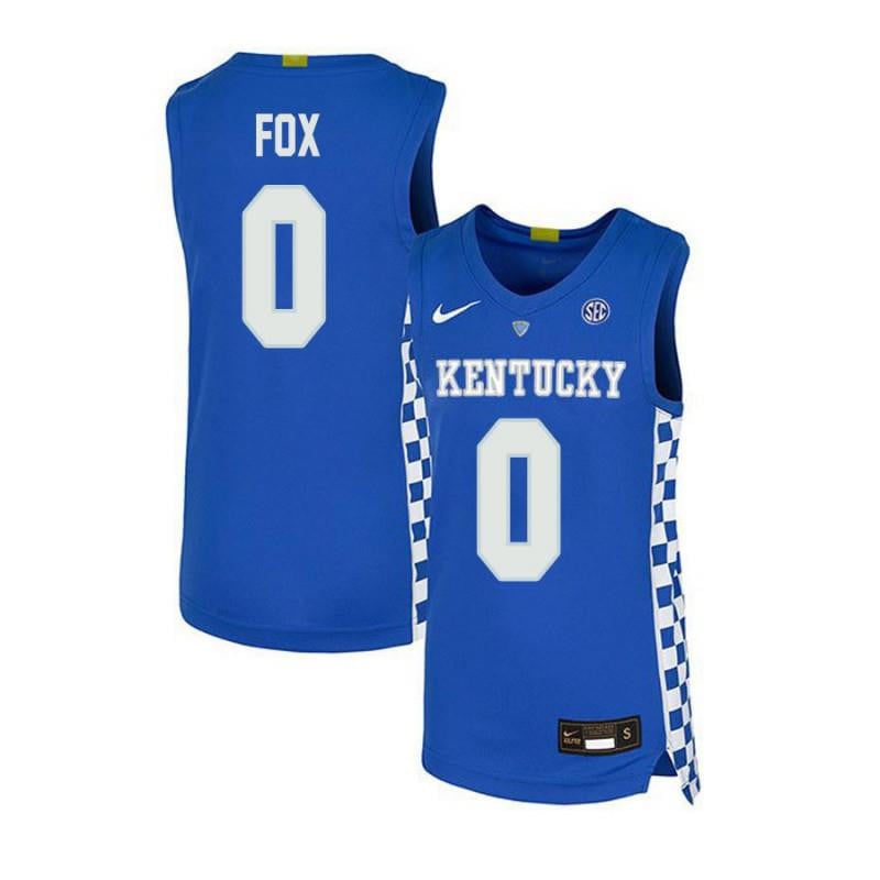 0 DeAaron Fox Royal Blue Elite Kentucky Wildcats NCAA Jersey Men's