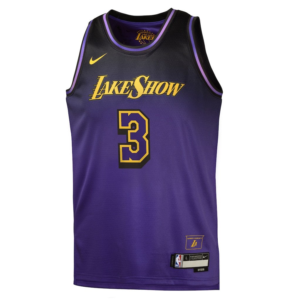 Anthony Davis 3 Los Angeles Lakers 2024/25 Swingman Playe City Edition Purple NBA Jersey Youth