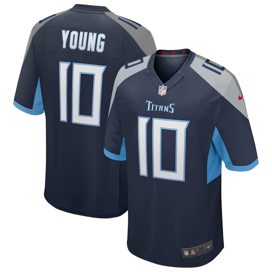 Vince Young 10 Tennessee Titans Game Retired Navy NFL Jersey Men's