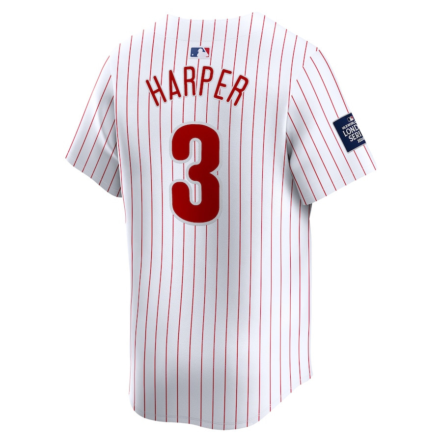 Bryce Harper 3 Philadelphia Phillies 2024 World Tour London Series Home Limited Player White MLB Jersey Men's