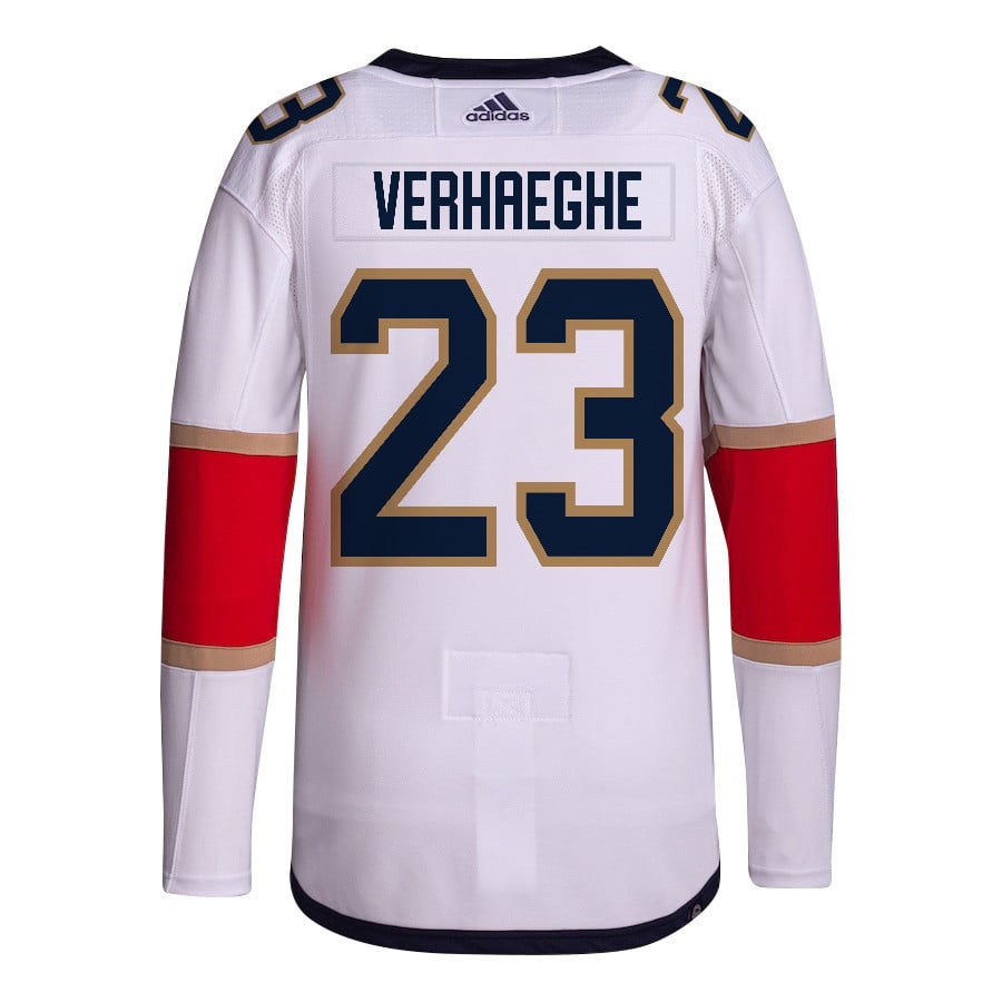 Carter Verhaeghe 23 Florida Panthers 2024 Playoffs Patch Away Custom White NHL Jersey Men's