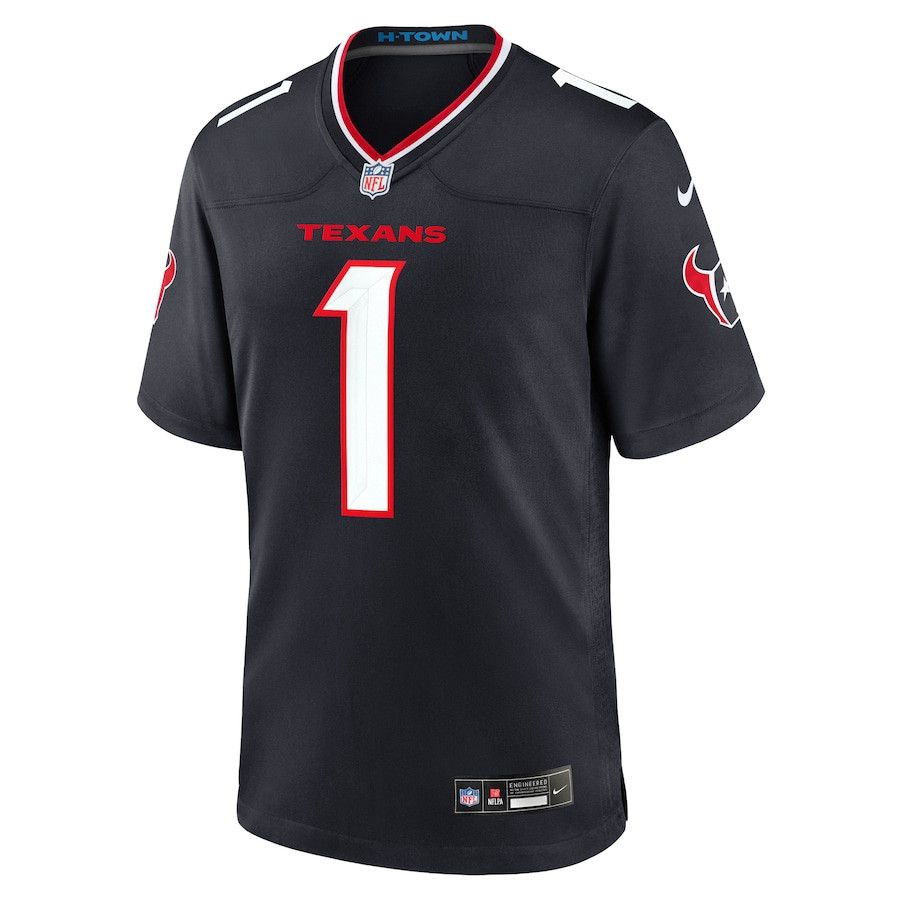 Stefon Diggs 1 Houston Texans Game Navy NFL Jersey Men's