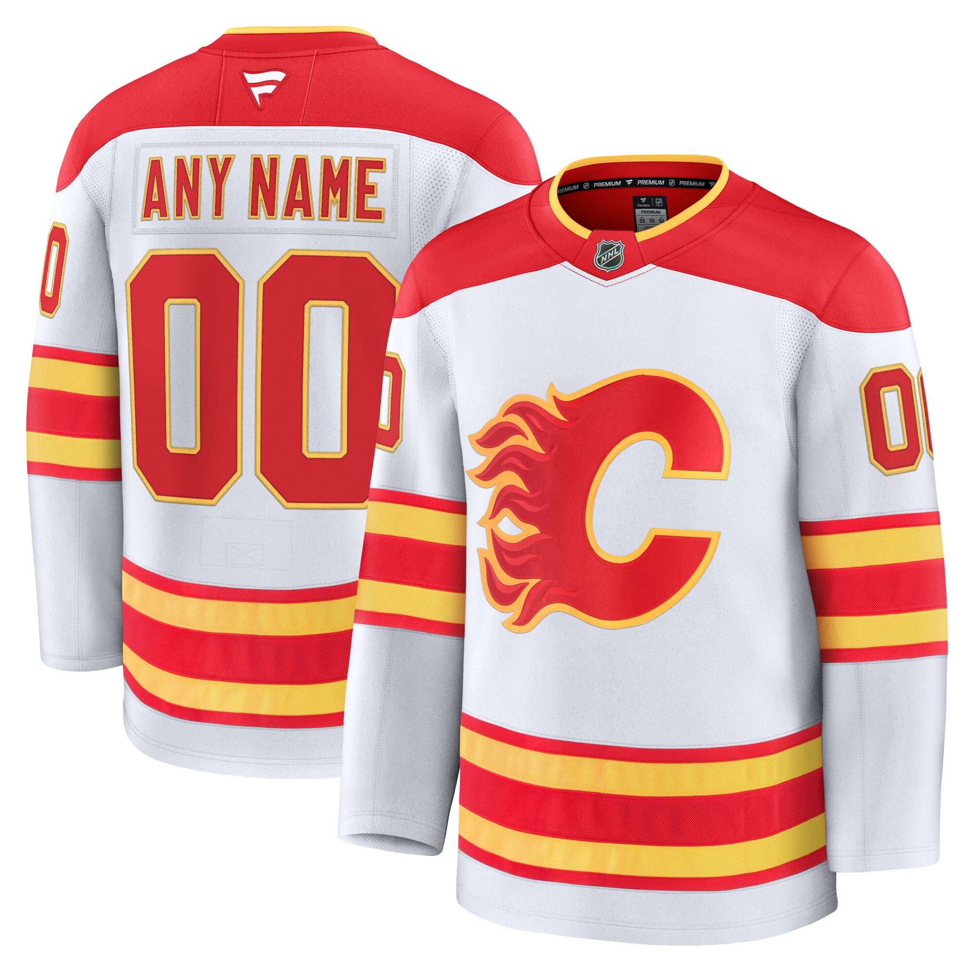 Calgary Flames White Away Premium Custom NHL Jersey Men's