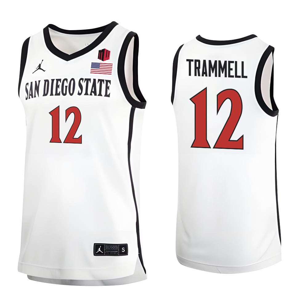 Darrion Trammell 12 San Diego State Aztecs 2023 MW Logo- Me White NCAA Jersey Men's