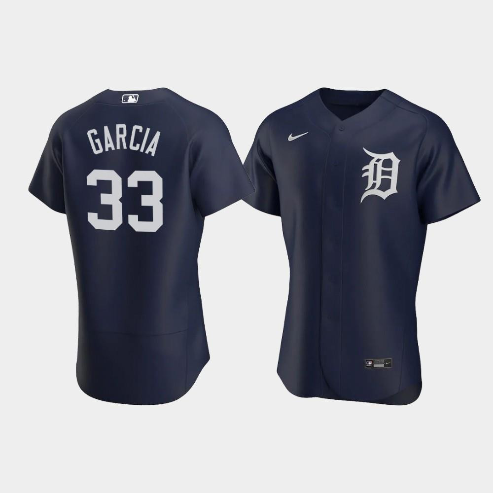 Bryan Garcia 33 Detroit Tigers Team Logo Navy Alternate MLB Jersey Men's