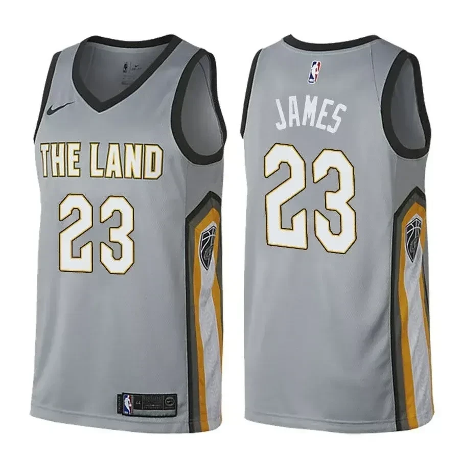 Cleveland Cavaliers Lebron James 23 City Edition Gray NBA Jersey Men's