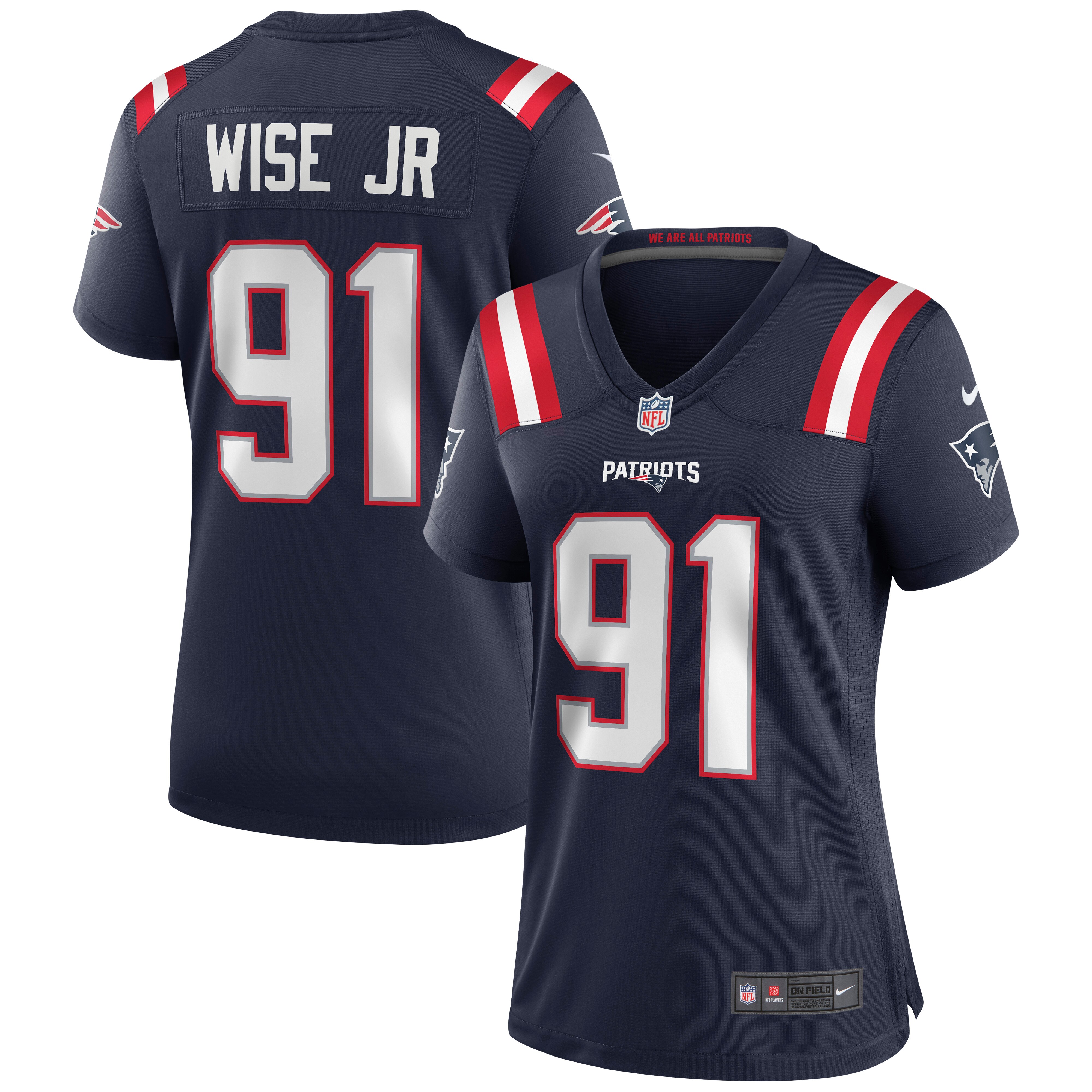 New England Patriots Deatrich Wise Jr. Navy Game NFL Jersey Women's