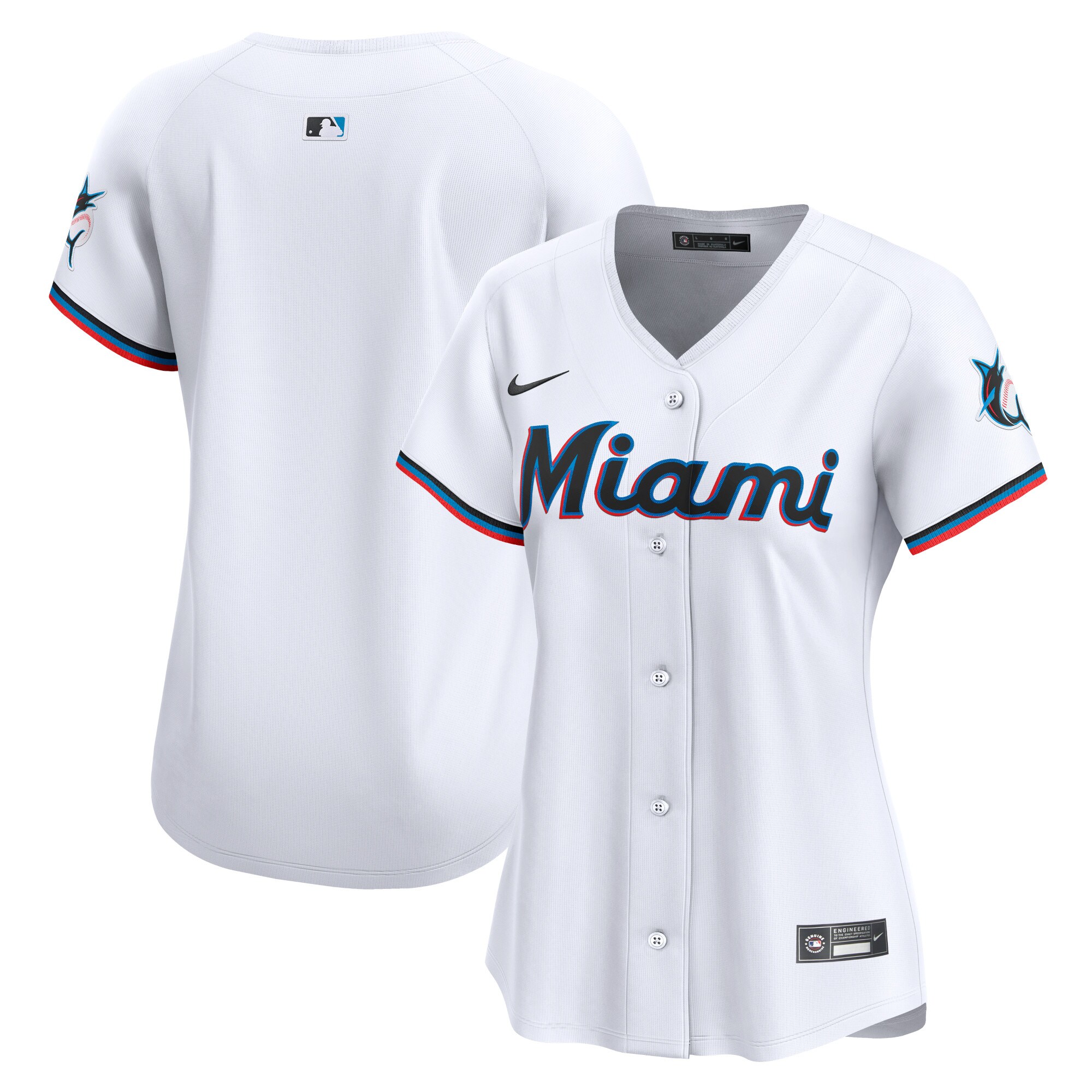 Miami Marlins White Home Limited MLB Jersey Women's