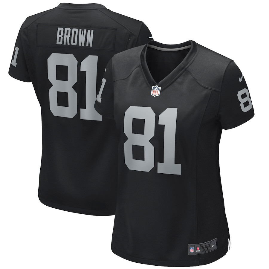 Tim Brown 81 Las Vegas Raiders Game Retired Black NFL Jersey Women's