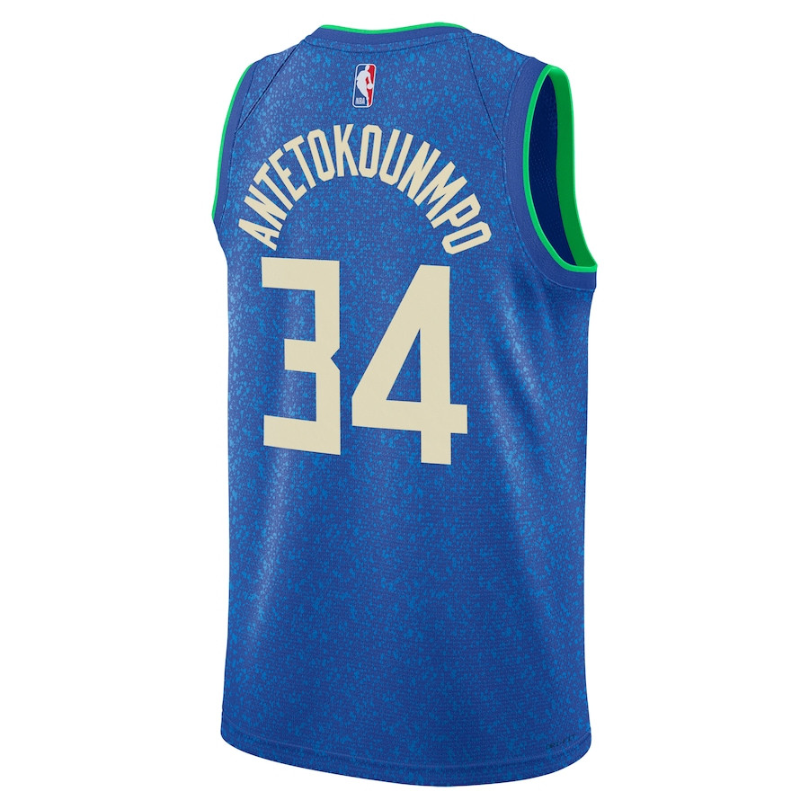 Giannis Antetokounmpo 34 Milwaukee Bucks 2023/24 City Edition Swingman Royal NBA Jersey Men's