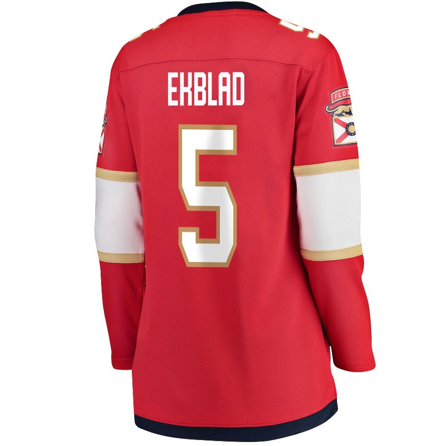 Aaron Ekblad 5 Florida Panthers 2024 STANLEY CUP Final Home Breakaway Red NHL Jersey Women's