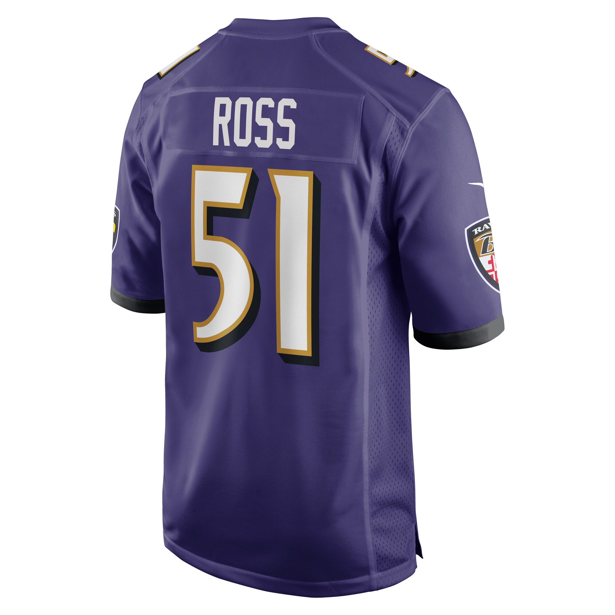 Baltimore Ravens Josh Ross Purple Game Player NFL Jersey Men's