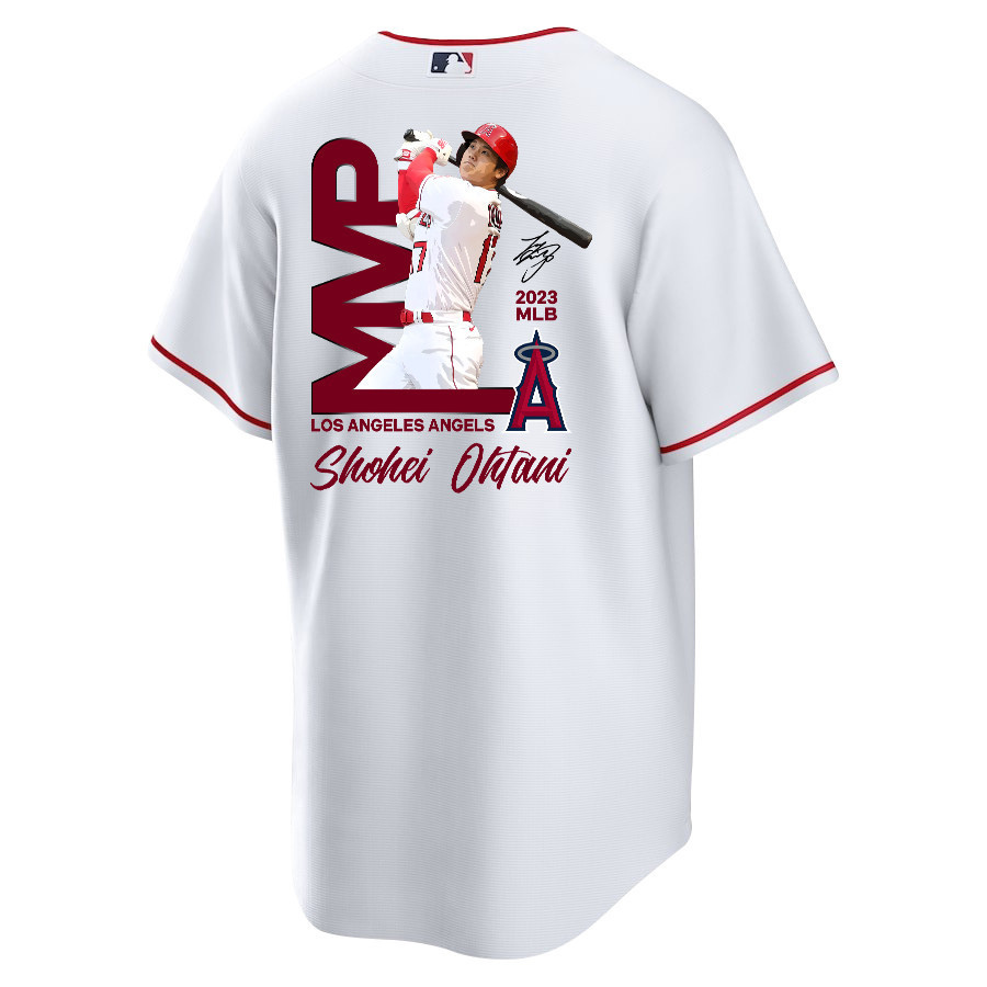 Shohei Ohtani 17 Los Angeles Angels Signed MVP 2023 Home Player White MLB Jersey Men's