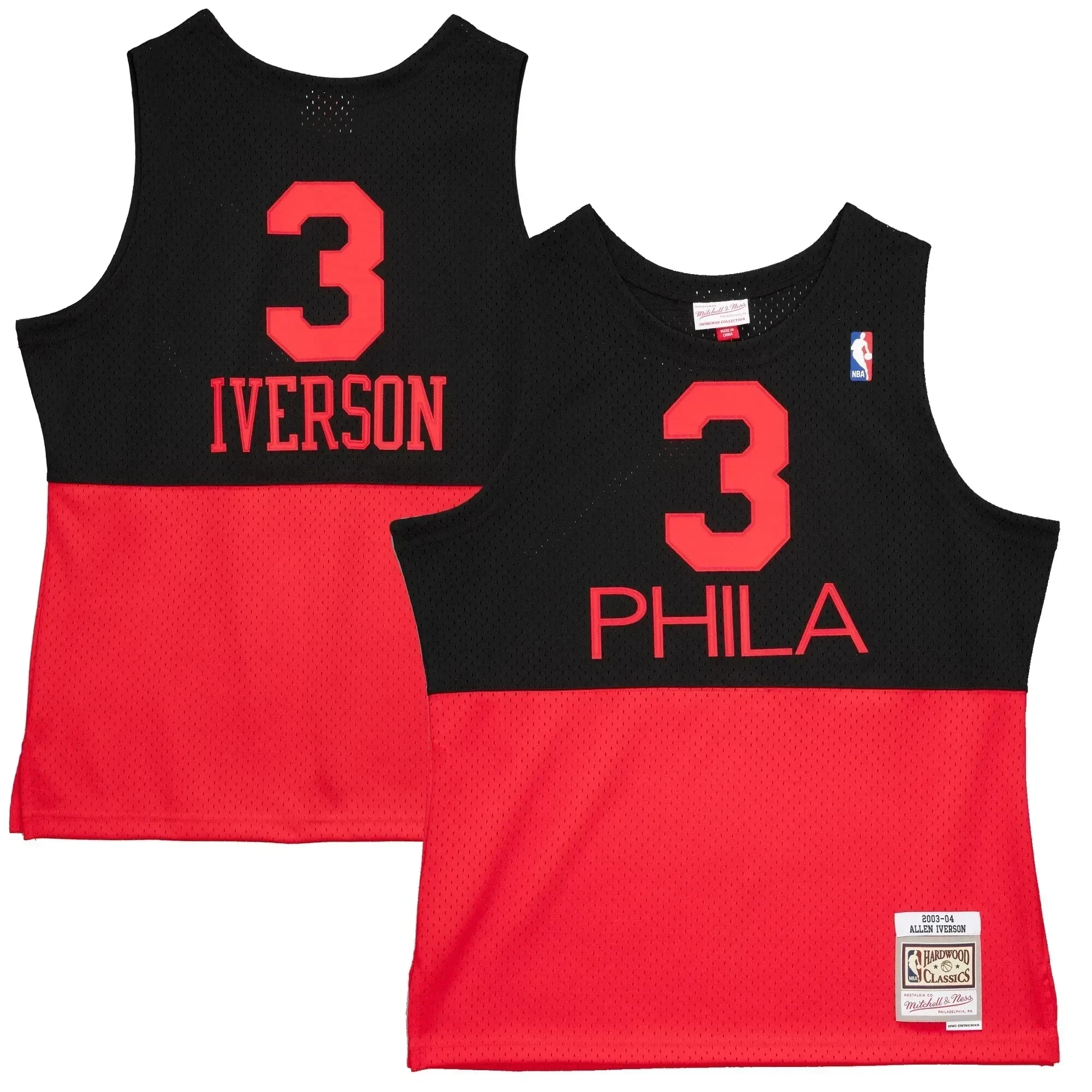 Allen Iverson Philadelphia 76ers Mitchell Ness 2003-2004 Hardwood Classics Reload 2.0 Swingman Black NBA Jersey Men's