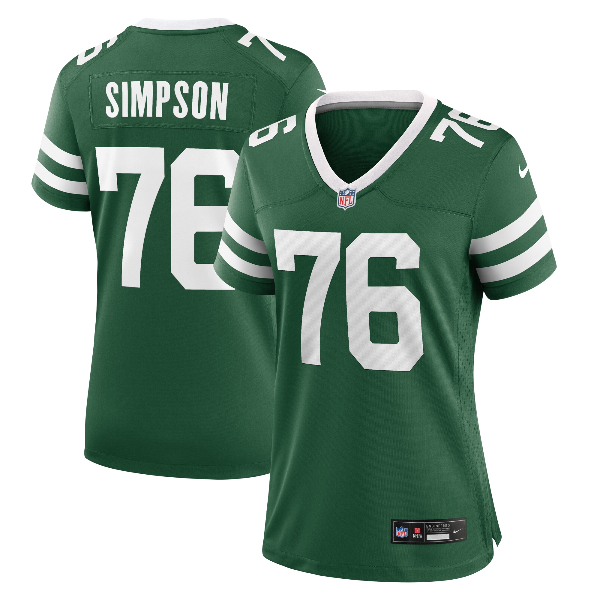 New York Jets John Simpson Legacy Green Game NFL Jersey Women's