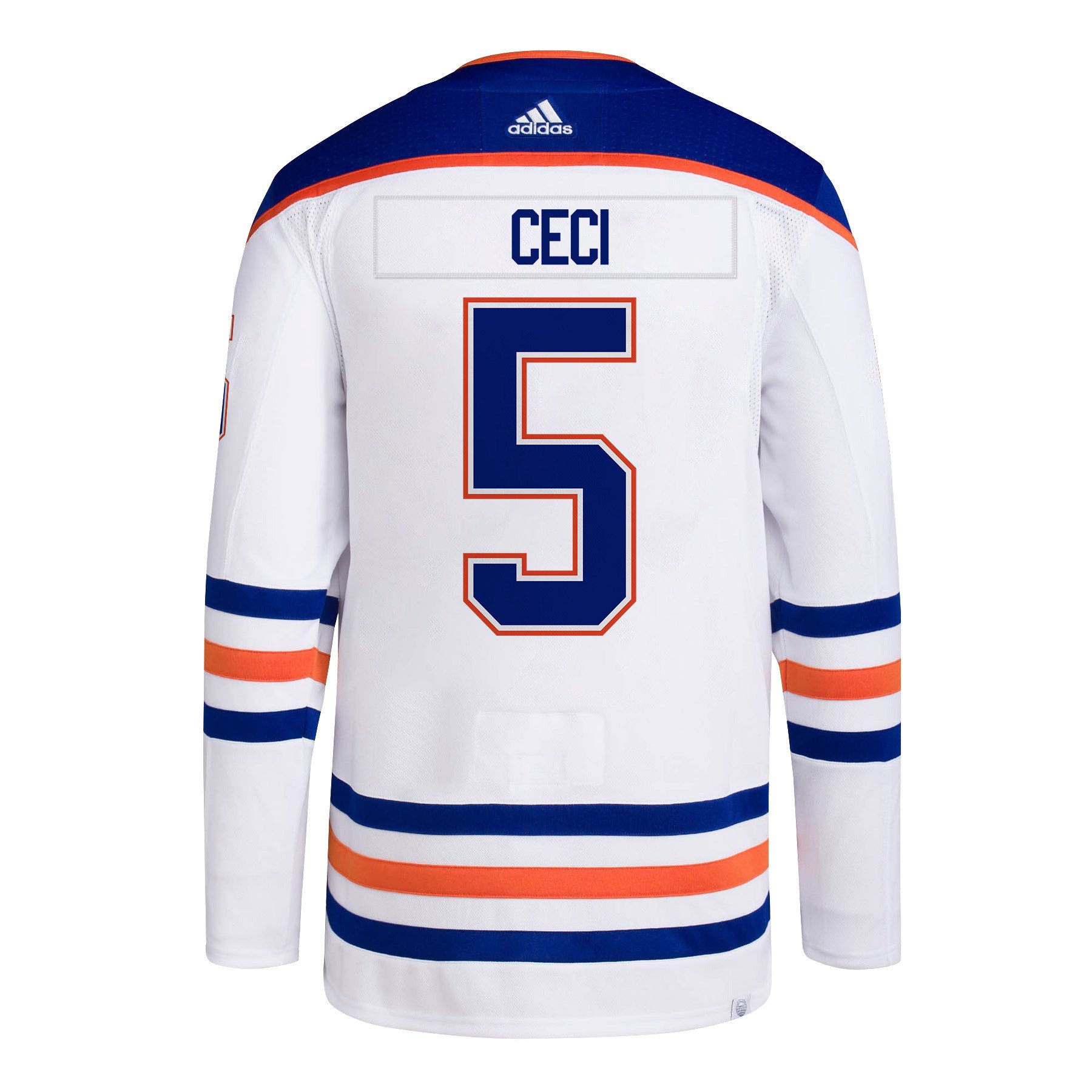 Cody Ceci 5 Edmonton Oilers 2024 Playoffs Patch Away White NHL Jersey Men's