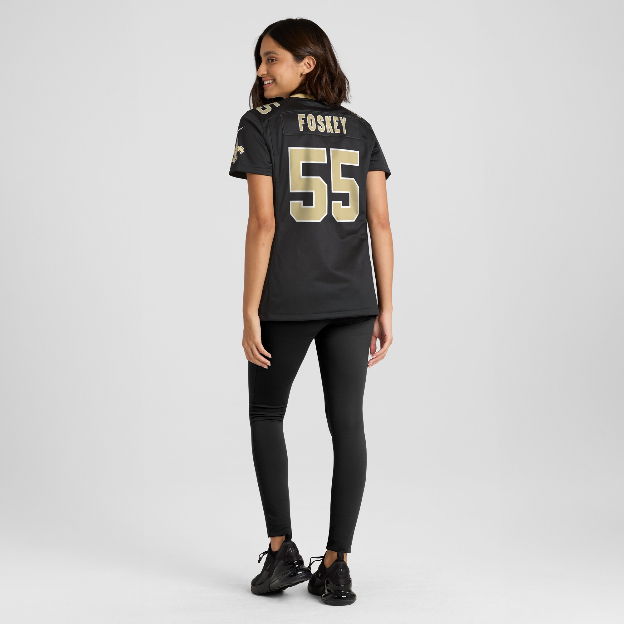 New Orleans Saints Isaiah Foskey Black Team Game NFL Jersey Women's