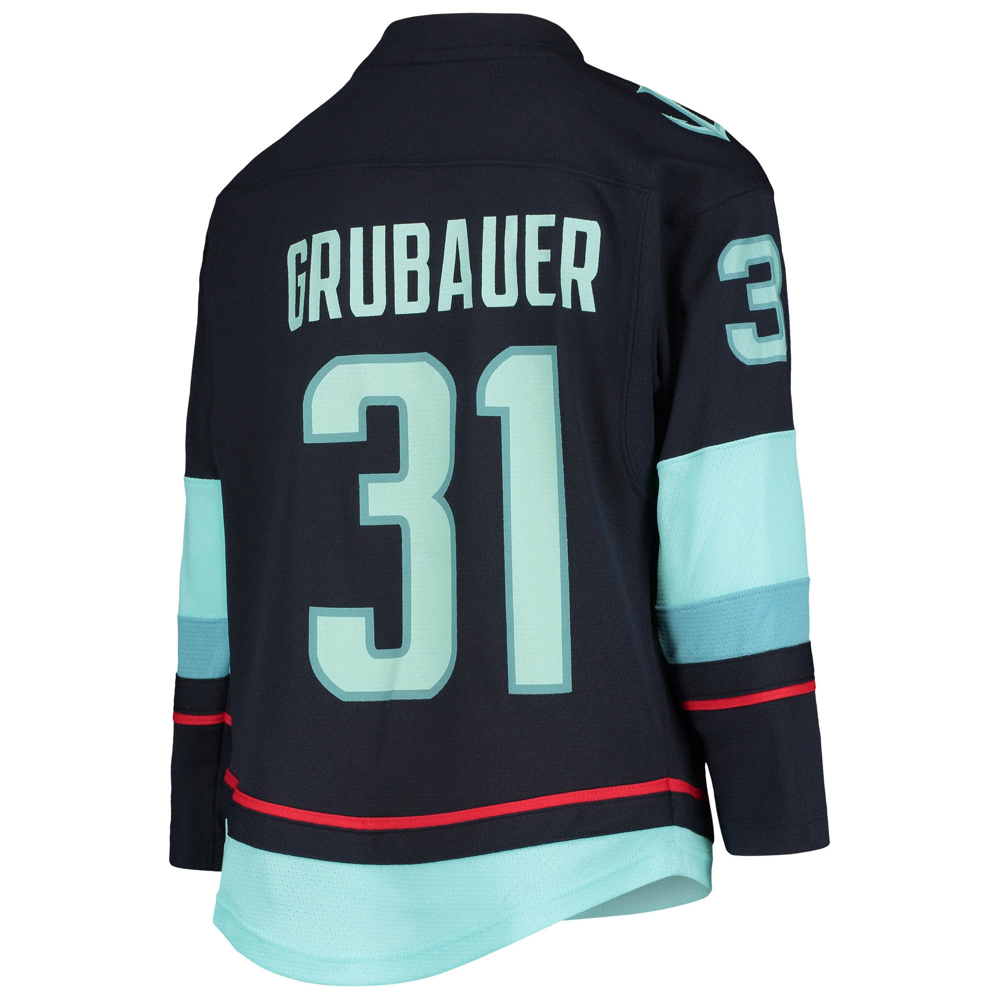 Seattle Kraken Philipp Grubauer Deep Sea Blue Home Player NHL Jersey Youth