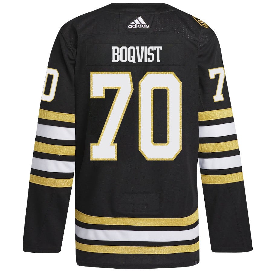 Jesper Boqvist 70 Boston Bruins 2024 Playoffs Patch Home Black NHL Jersey Men's