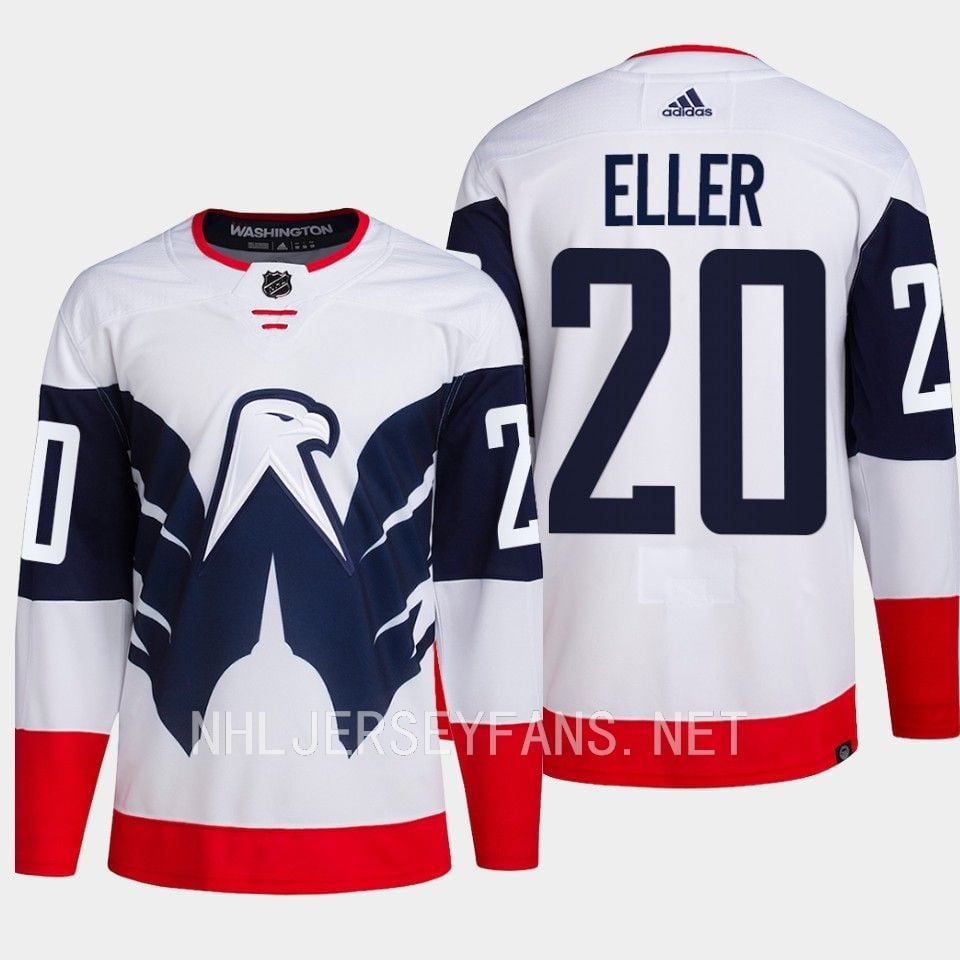 Lars Eller 20 Washington Capitals 2023 Stadium White Primegreen NHL Jersey Men's