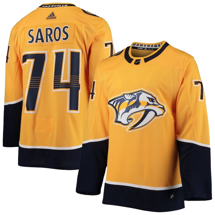 Juuse Saros 74 Nashville Predators Home Gold NHL Jersey Men's