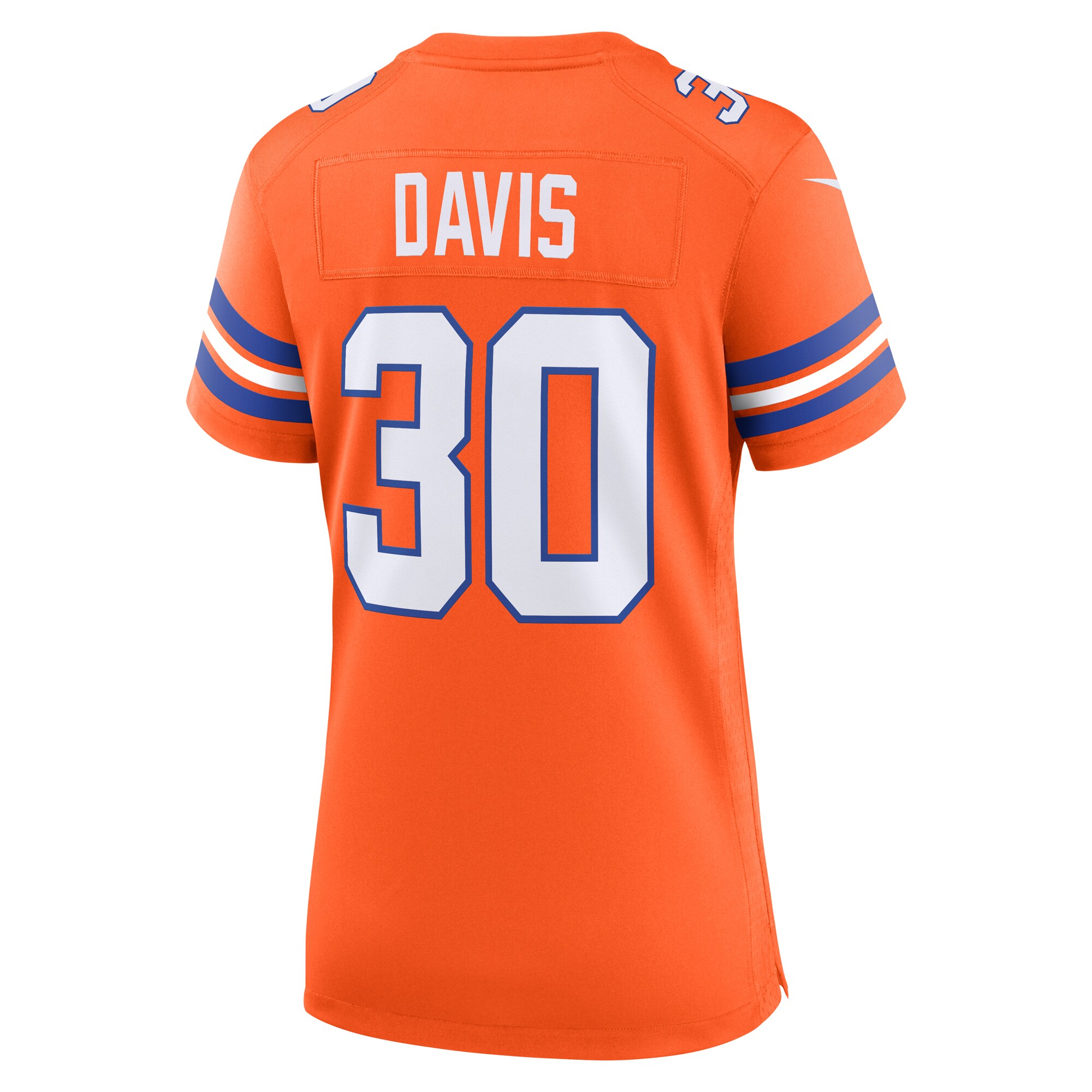 Denver Broncos Terrell Davis Orange Mile High Collection 1977 Throwback Retired Player Game NFL Jersey Women's
