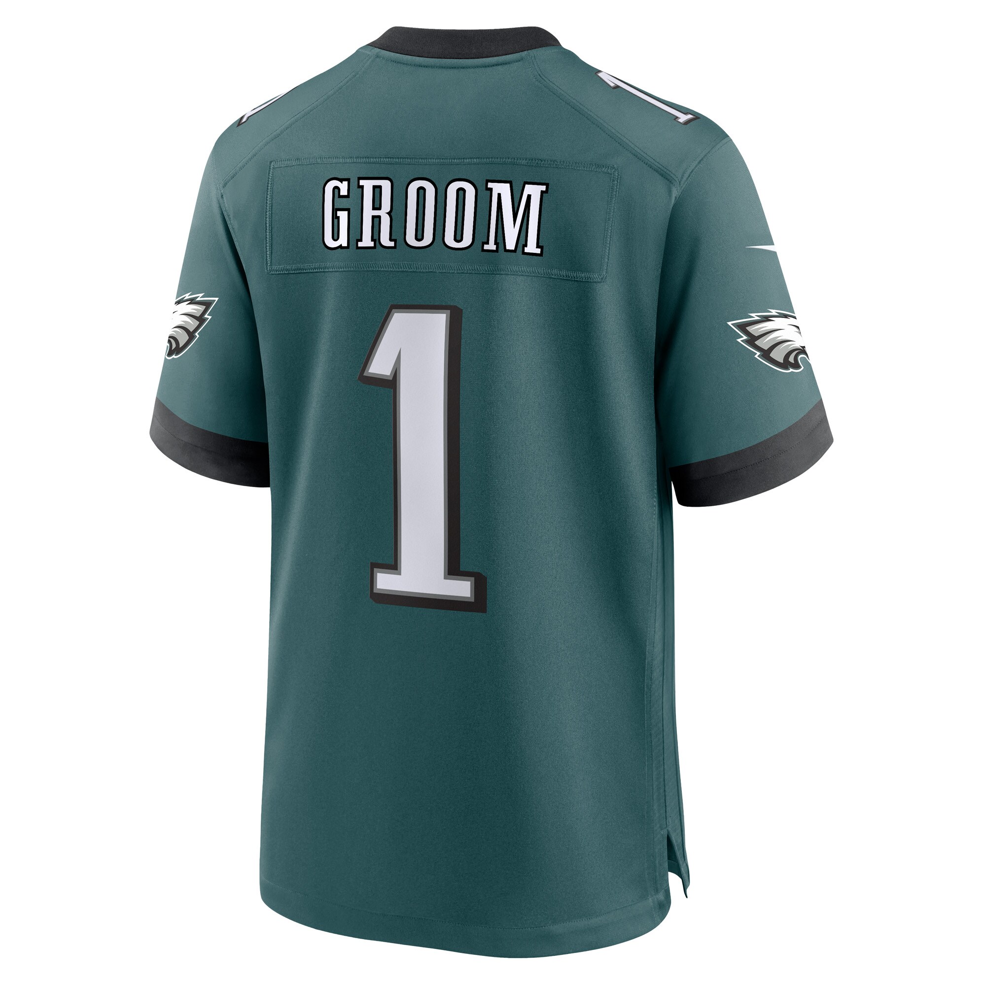Philadelphia Eagles Number 1 Groom Midnight Green Game NFL Jersey Men's
