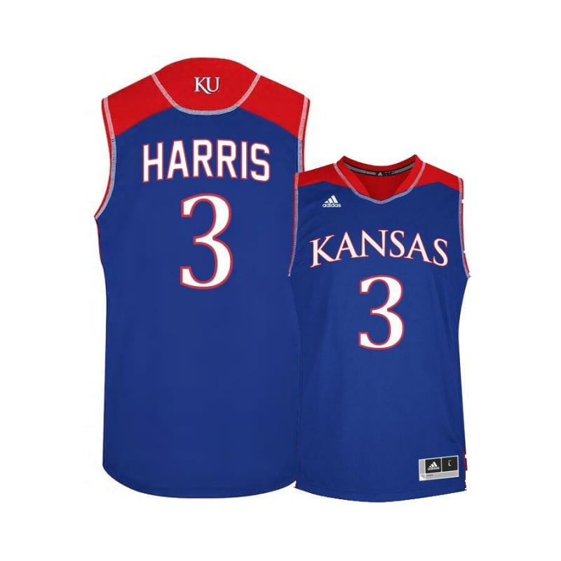 3 Dajuan Harris Blue Kansas Jayhawks NCAA Jersey Men's