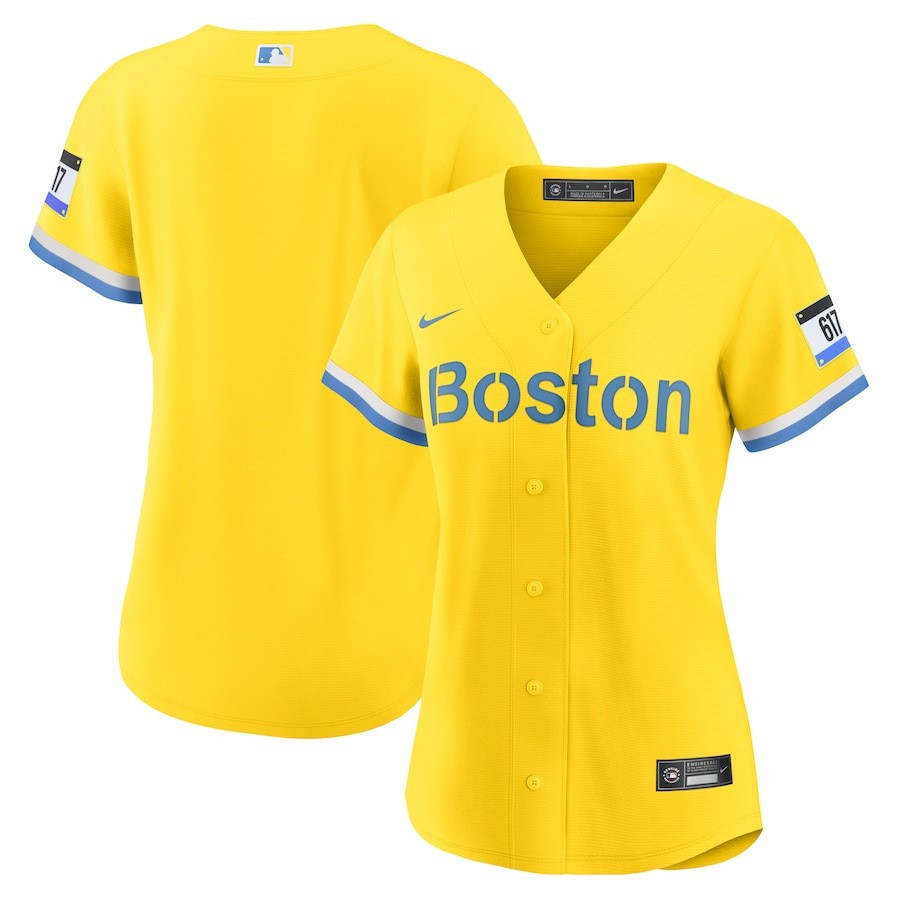 Boston Red Sox City Connect Gold/Light Blue MLB Jersey Women's