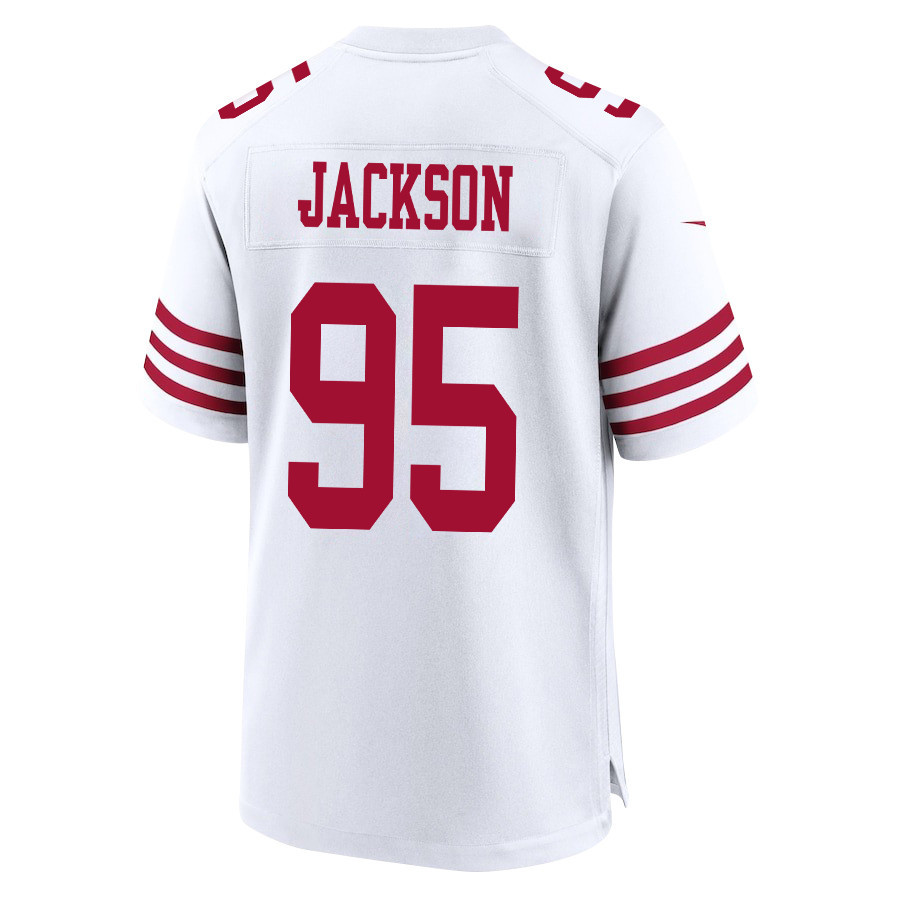 Drake Jackson 95 San Francisco 49ers Super Bowl LVIII Patch Game White NFL Jersey Men's