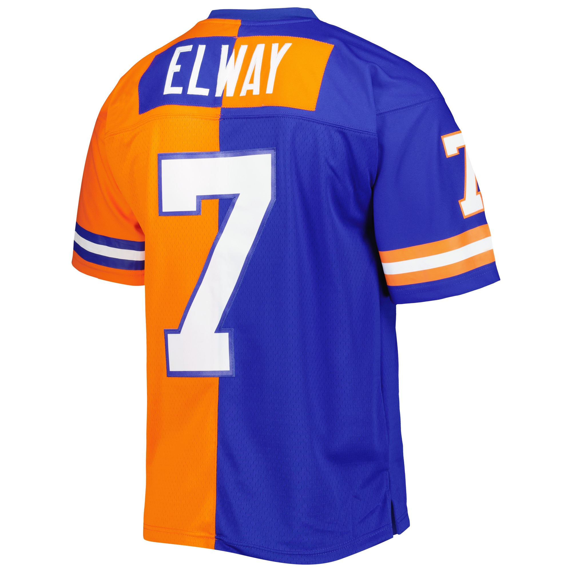 Denver Broncos John Elway Mitchell Ness Royal/Orange 1990 Split Legacy NFL Jersey Men's