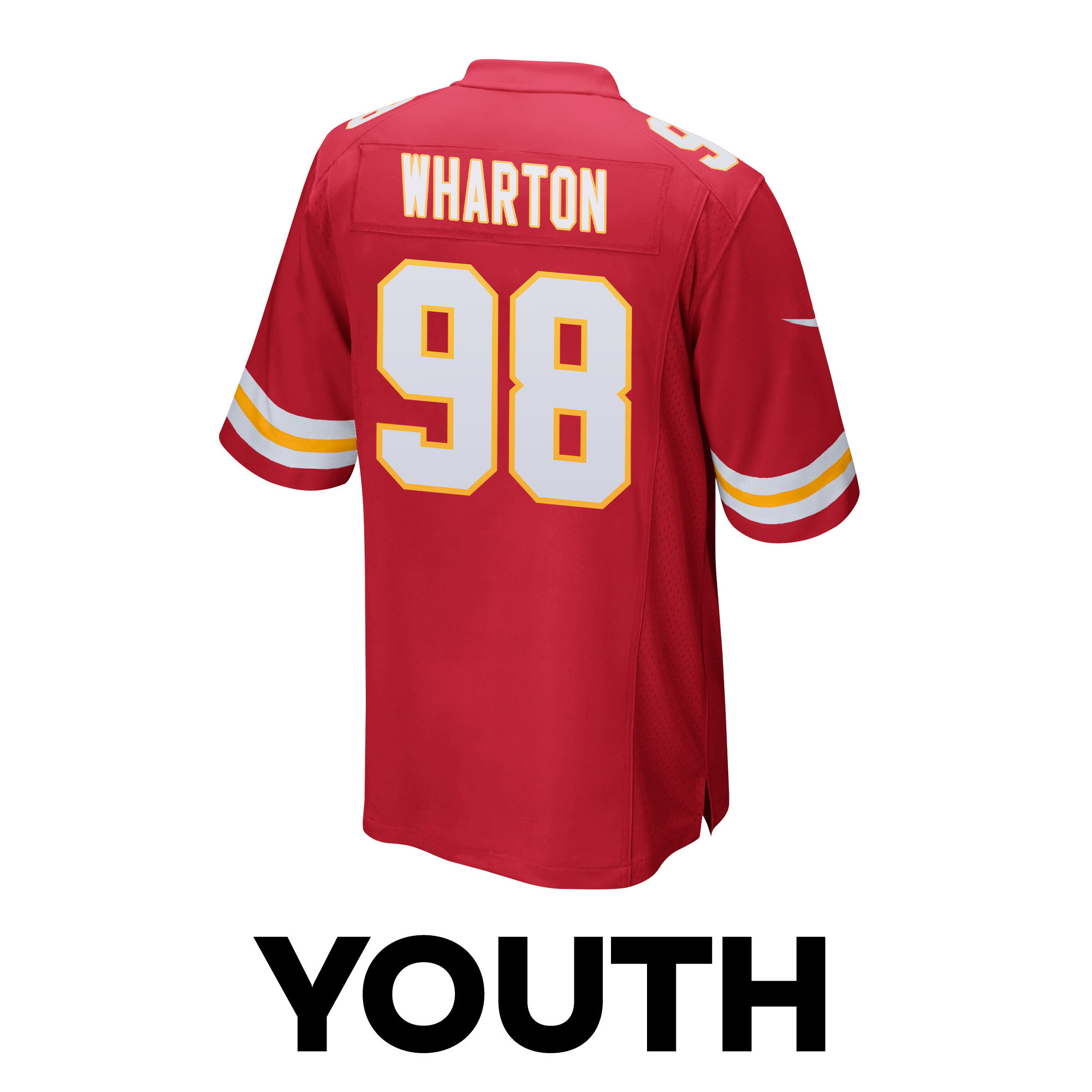 Tershawn Wharton 98 Kansas City Chiefs Super Bowl LVIII Champions 4X Game Red NFL Jersey Youth