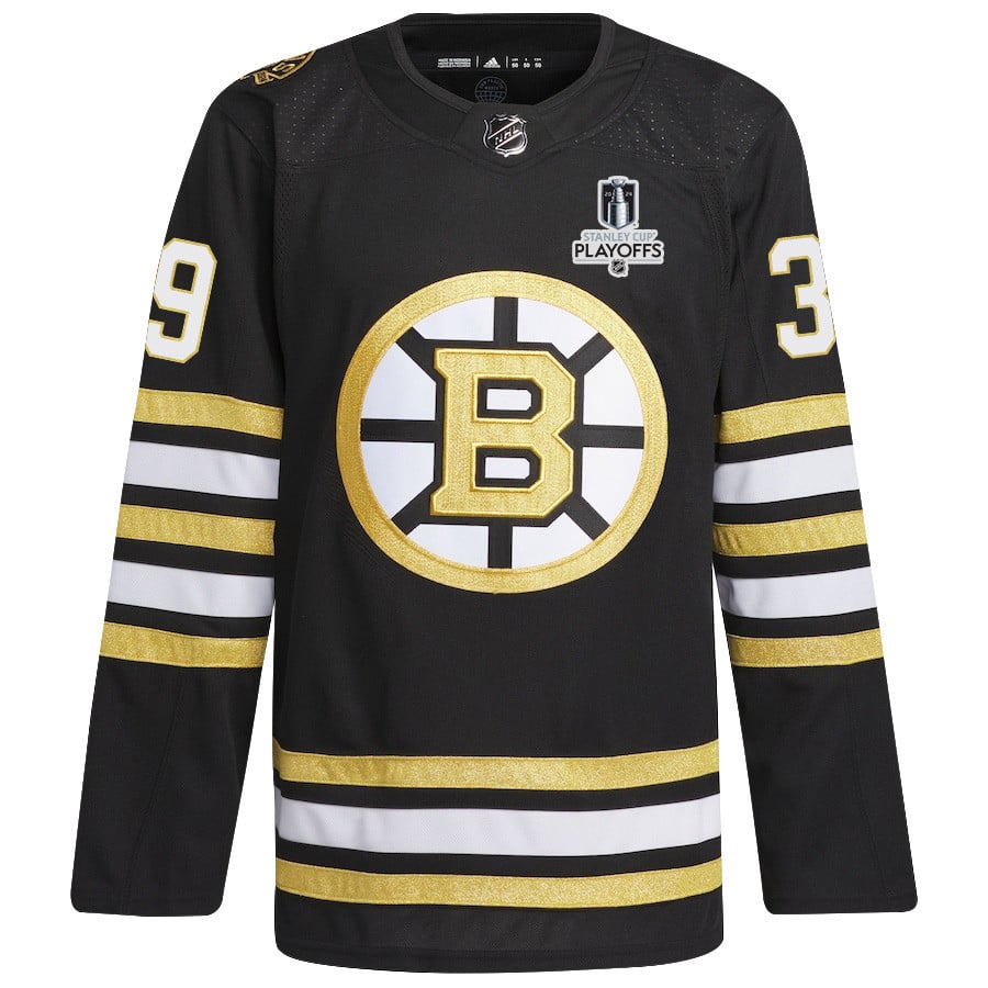 Morgan Geekie 39 Boston Bruins 2024 Playoffs Patch Home Black NHL Jersey Men's