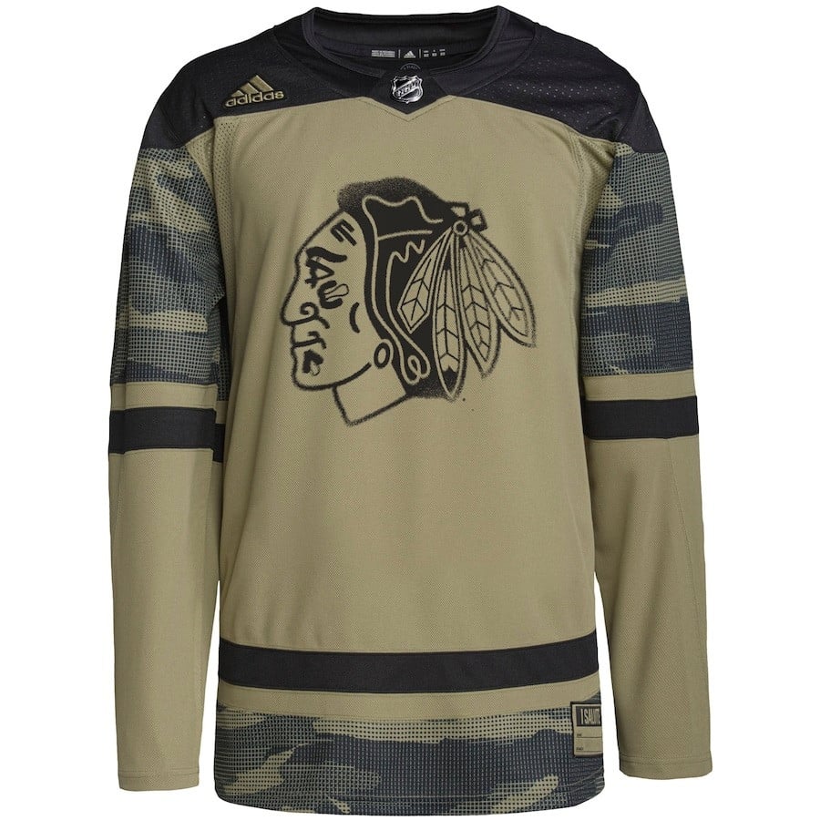 Chicago Blackhawks Military Appreciation Team Practice Camo NHL Jersey Men's