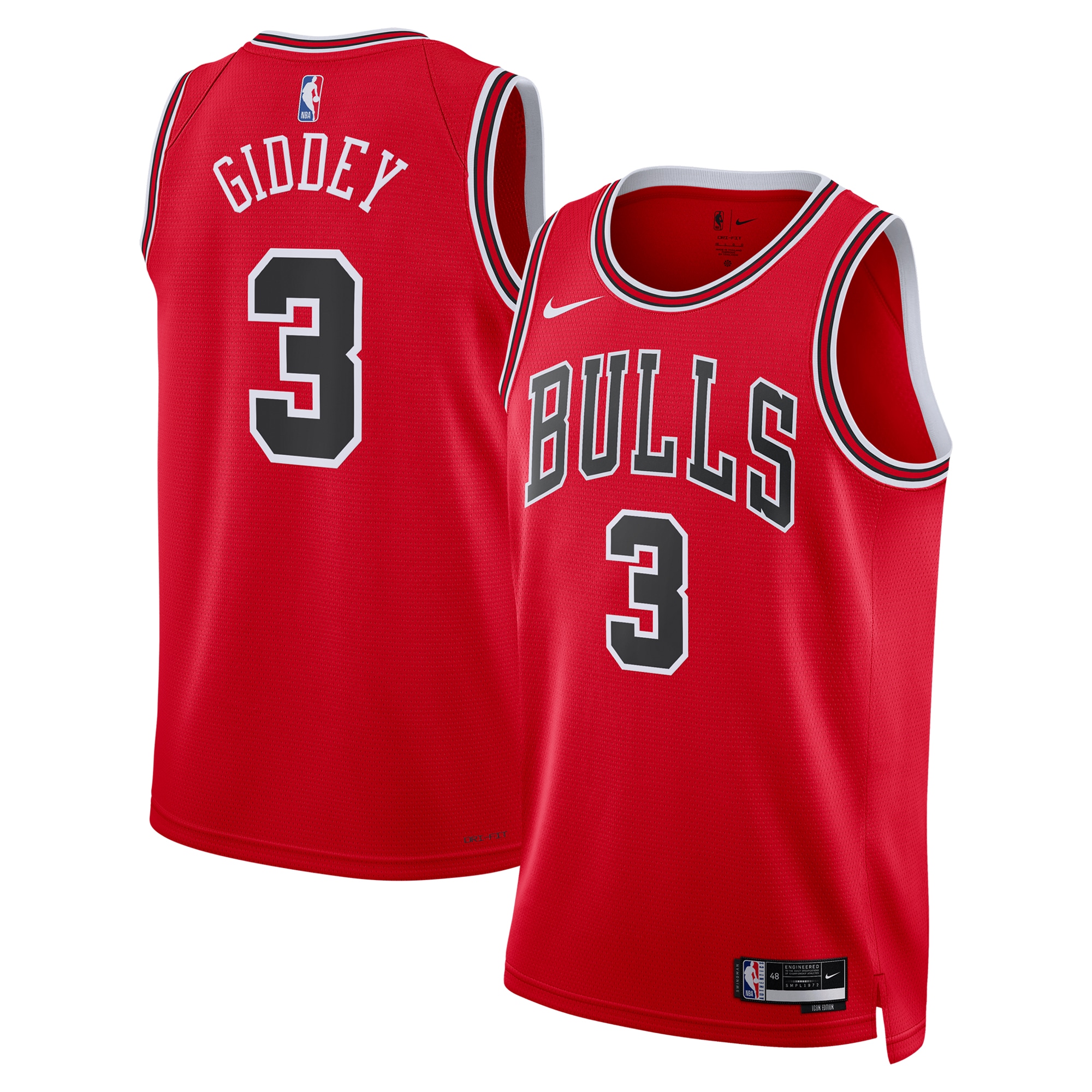 Chicago Bulls Icon Edition Swingman Red Josh Gidde Unisex NBA Jersey Unisex