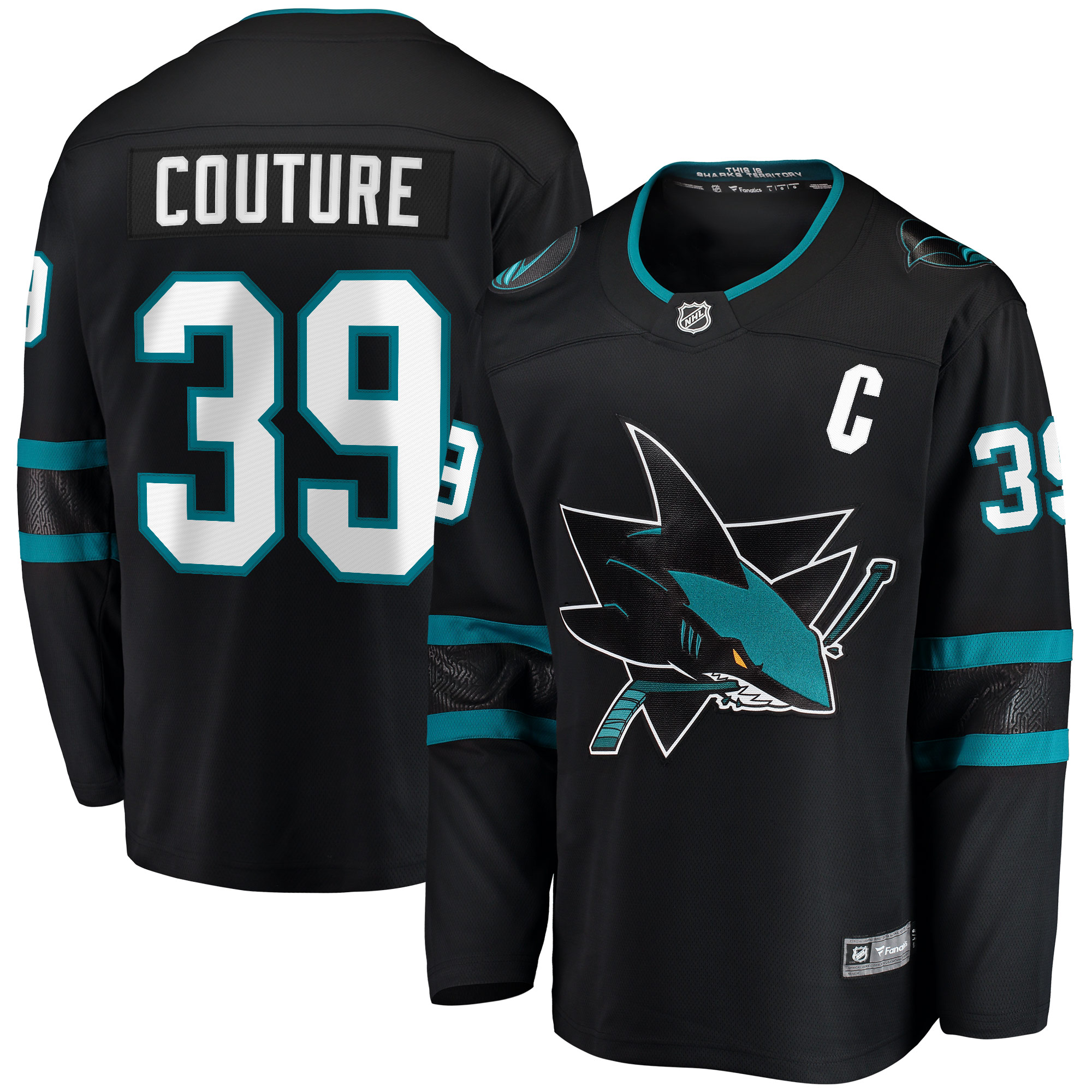 San Jose Sharks Logan Couture Black Alternate Premier Breakaway Player Captain NHL Jersey Men's