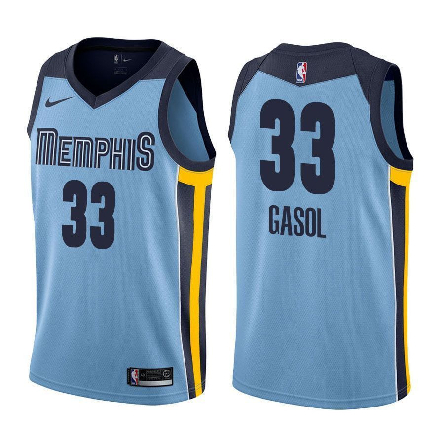 Memphis Grizzlies Marc Gasol 33 Statet Light Blue NBA Jersey Men's