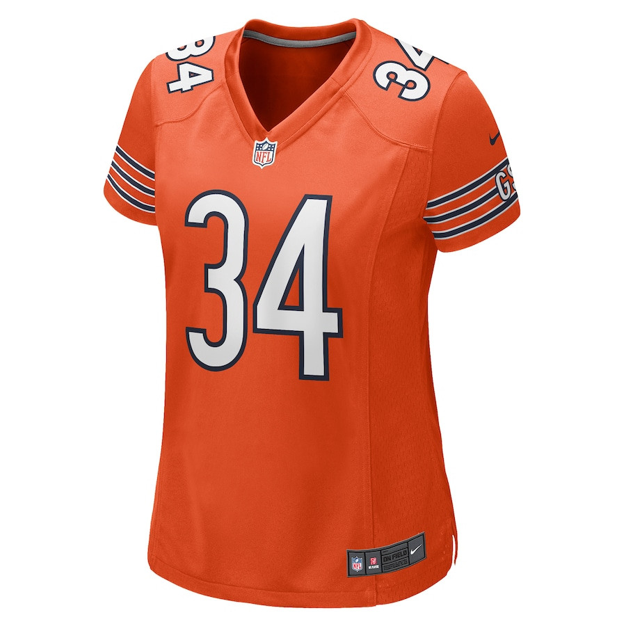 Walter Payton 34 Chicago Bears Retired Orange NFL Jersey Women's